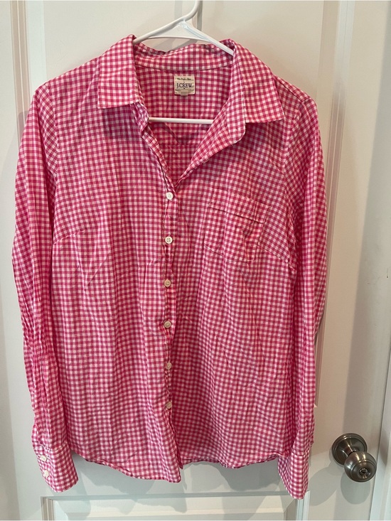 J. Crew Tops - J. Crew Women’s Pink Gingham Button-Down Shirt Size Small 100% Cotton